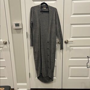 Long Gray Boutique Cardigan with Pockets